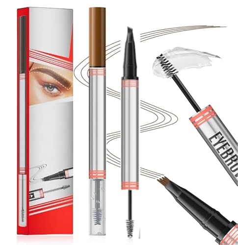 2-in-1 Augenbrauenstift und Versiegelungsgel, Augenbrauenstift für Frauen mit 4-facher Spitze und präziser Pinselspitze, Microblading wasserfester (Hellbraun) von Mciluyaiio