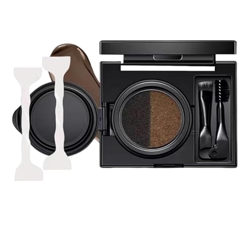 Augenbrauen- und Eyeliner-Creme mit Stempel, Augenbrauen-Schablonen-Set, 2-in-1 wasserfestes Brauenpuder und Eyeliner-Creme mit doppelseitigem Pinsel, doppelköpfiger Eyeliner-Stempel (01#) von Mciluyaiio