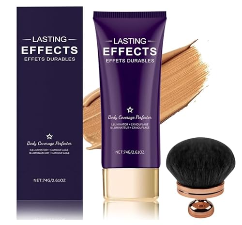 Beauty Body Coverage Perfector mit Pinsel,2-in-1 Körper-Camouflage und Illuminator,Teint-Perfector für den ganzen Körper,Creme-Körper-Coverage-Perfector,langanhaltender glänzender (Dunkel) von Mciluyaiio