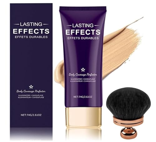 Beauty Body Coverage Perfector mit Pinsel,2-in-1 Körper-Camouflage und Illuminator,Teint-Perfector für den ganzen Körper,Creme-Körper-Coverage-Perfector,langanhaltender glänzender (Elfenbein) von Mciluyaiio
