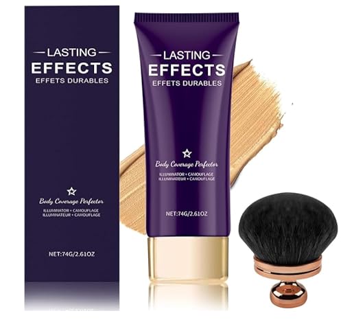 Beauty Body Coverage Perfector mit Pinsel,2-in-1 Körper-Camouflage und Illuminator,Teint-Perfector für den ganzen Körper,Creme-Körper-Coverage-Perfector,langanhaltender glänzender (Natur) von Mciluyaiio