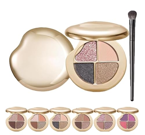 Glow Wardrobe Highlighting Eye & Cheek Palette, Lidschatten und Highlighter-Make-up, 4-farbige Metallic-Highlighting-Augen- & Wangenpalette, 4-in-1-Lidschattenpalette mit Sternenhimmel-Effekt (#03) von Mciluyaiio