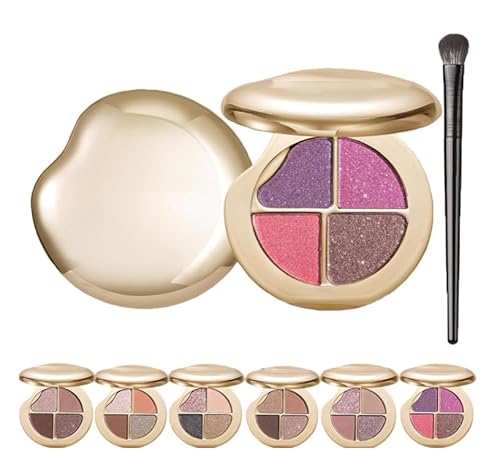 Glow Wardrobe Highlighting Eye & Cheek Palette, Lidschatten und Highlighter-Make-up, 4-farbige Metallic-Highlighting-Augen- & Wangenpalette, 4-in-1-Lidschattenpalette mit Sternenhimmel-Effekt (#06) von Mciluyaiio