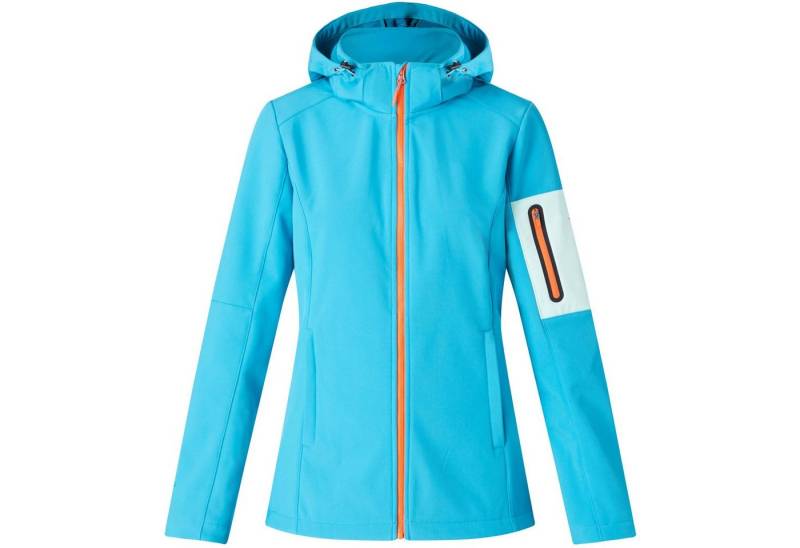 McKINLEY Softshelljacke Kadino wms - Damen Softshelljacke mit Kapuze - hellblau/orange von Mckinley