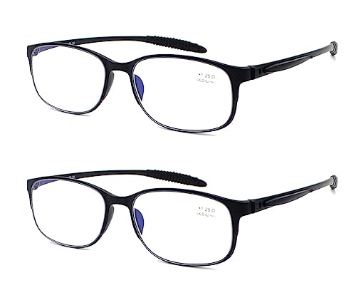 Mcoorn Lesebrille Groß Utraleicht Blaulichtfilter für Herren mit Etui, Lesehilfe Entspiegelt Biegsam, Dioptrien +3,0 von Mcoorn