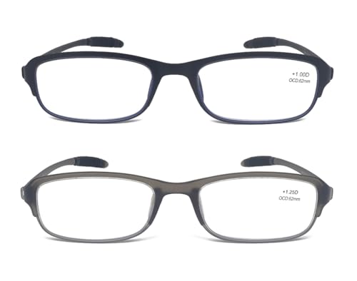 Mcoorn Lesebrille Entspiegelt Leicht Flexibel mit Blaulichtfilter für Herren, Eckig Computer Lesehilfe mit UV Schutz, Dioptrien +2.00 von Mcoorn