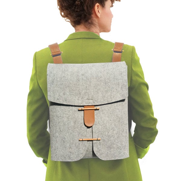 Neu - Filz Rucksack Mit Lederriemen/100% Merinowolle/ Filztasche Für Damen/ Designer Filztasche/ Laptop Handgemacht von Mdirektorbags