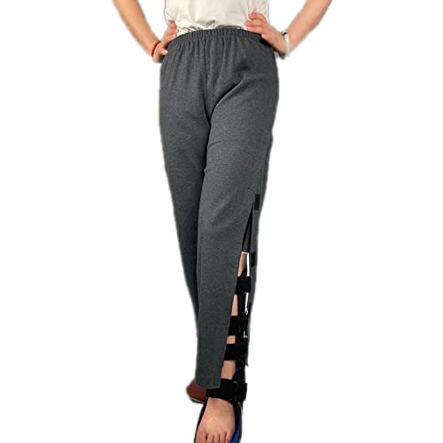 Damen Jogger Hose mit dekorativen Reißverschlüssen Sport Fitness Basic Reha Hose mit Durchgehende Seite Offen Freizeit Hose Jogginghose,A,XXL von Mdrcg