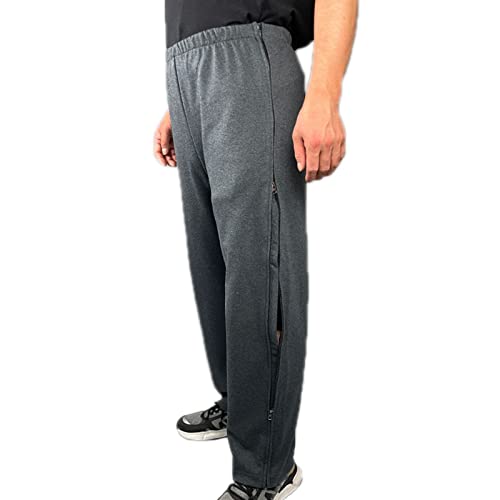 Mdrcg Herren Jogger Hose mit dekorativen Reißverschlüssen Sport Fitness Basic Reha Hose mit Durchgehende Seite Offen Freizeit Hose Jogginghose Freizeithose Sweathose,B,3XL von Mdrcg