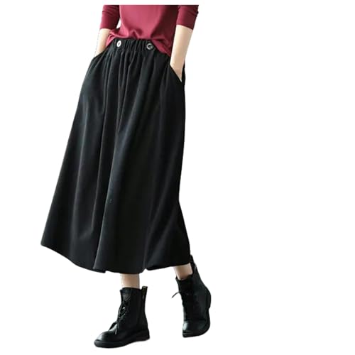 MdybF Damen Rock Cordrocks Länge Für Frauen Herbst Winter Mode Streetwear Midi Style Rock Elegante Frau-schwarz-XL von MdybF