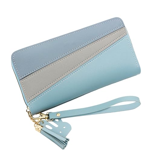 MdybF Geldbörse Damen Brieftaschen Für Frauen Große Brieftasche Lady Wallet Big Women Faux Leder Brieftasche-Blue2 von MdybF