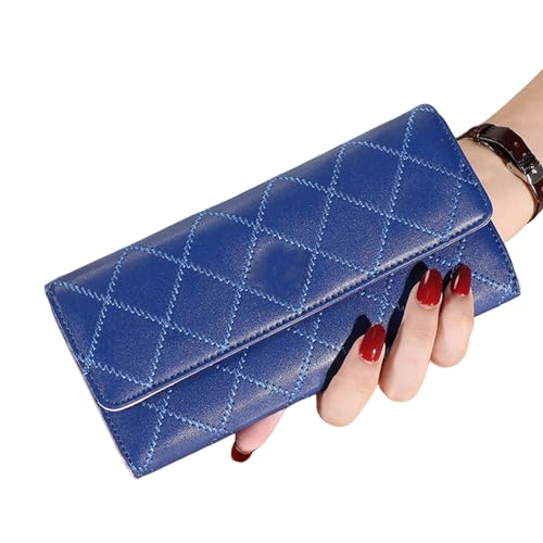 MdybF Geldbörse Damen Women Wallet Lady Clutch Kunstleder Haspel Wallets Langlänge Kartenhalter-Blue1 von MdybF