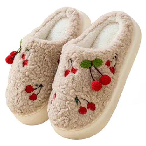 MdybF Hausschuhe Damen Winter Süße Hausschuhe Herbsthaus Weibliche Flip Flops Frauen Hausschuhe Winter Home Dicke Boden Warme Baumwollruhrschuhe-color4-36-37 von MdybF