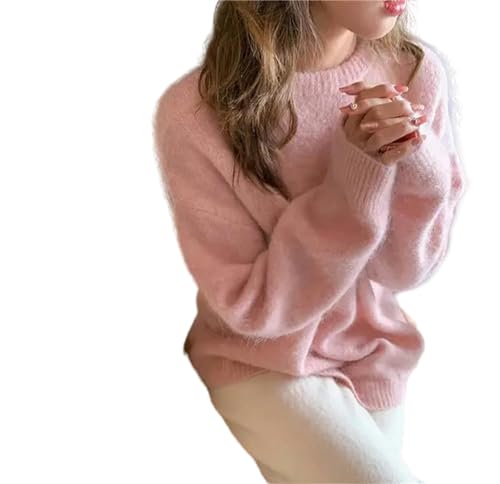 MdybF Pullover für Damen Weißer Mohair -Dicker -Rollkragenpullover -Pullover Herbst Winter Süßer Mode Femme Jumper-P-Einheitsgröße von MdybF