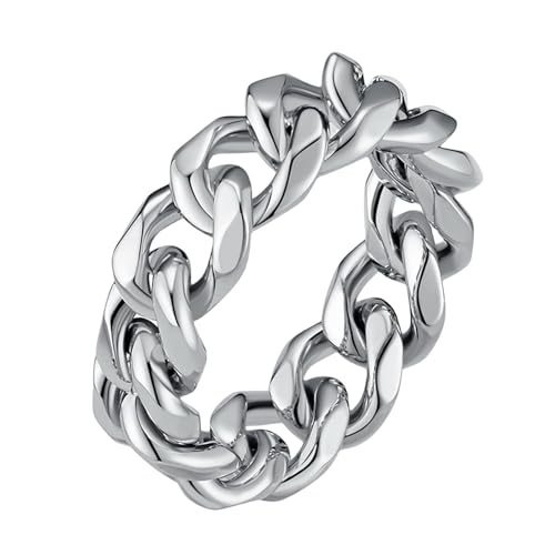 MdybF Ringe für Damen Einfacher Sechsseitiger Kettenring, Vielseitiger Ring, Unisex-Armband, Geburtstagsgeschenk Für Paare Und Freunde-7#-Gold von MdybF