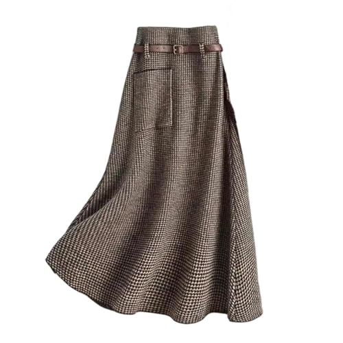 Strickrock Damen Herbst- Und Winter -Faux -Wollrock Für Frauen Mit Hoher Taille Gestrickter Rock Moderock-Kaffee (DE/NL/SE/PL, Alphanumerisch, M, Regular, Regular, Kaffee) von MANGGUO