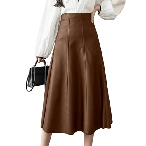 MdybF Rock Damen Frauen Herbst Winter Mode Hohe Taille Rock Party Truble Rock-Braun-L von MdybF