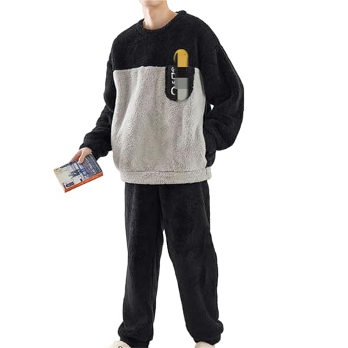 MdybF Schlafanzug Herren Lang Baumwolle Winter Flanell Man Pyjama Winter Warme Nachtwäsche Und Größe 5XL Pullover Pyjama Dicke Nachtwäsche-2901 M-XXXL von MdybF