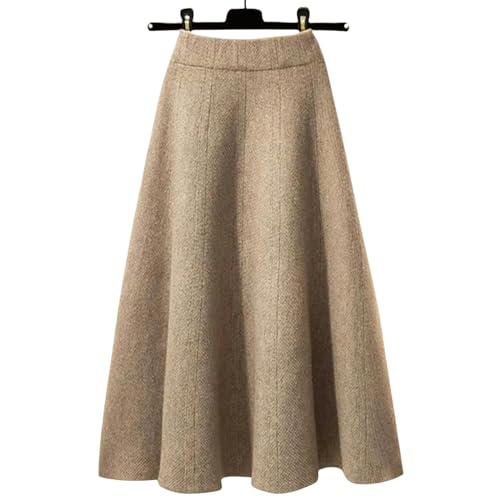 MdybF Strickrock Damen Frauen Herbst Winter Warmes Gestrickter Künstlicher Wolle Und Hohe Taillenstrickröcke-Khaki-M von MdybF