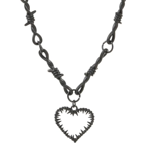 Halskette Anhänger Schwarzes Herz Anhänger Halskette für Frauen Männer Einfacher Punk Verstellbares Herz Charms Paar Halskette Schmuck Geburtstagsgeschenk von MeGLoB