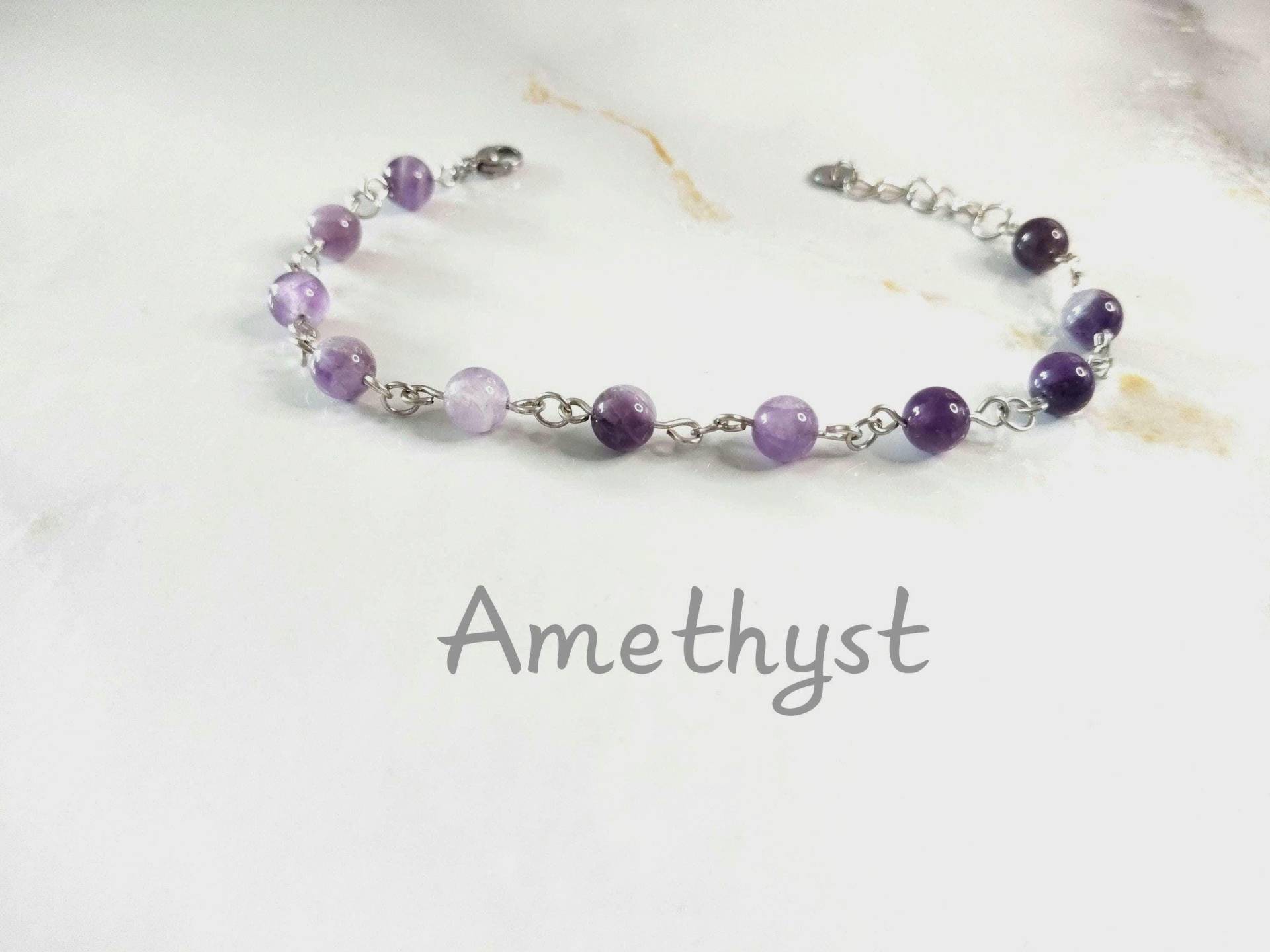 Amethyst Edelstahl Armband/Edelstein Naturstein Heilstein /Geburtsstein Amethyst Edelstahl Armband/Edelstein Naturstein Heilstein /Geburtsstein von MeGiGems