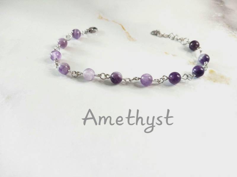 Amethyst Edelstahl Armband/Edelstein Naturstein Heilstein /Geburtsstein Amethyst Edelstahl Armband/Edelstein Naturstein Heilstein /Geburtsstein von MeGiGems