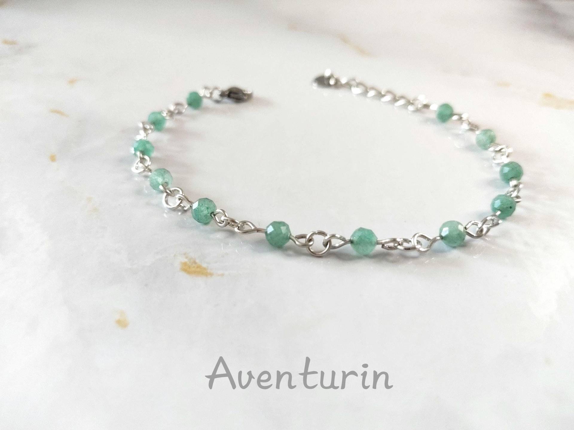 Aventurin Zartes Edelstahl Armband/Heilstein Geburtsstein Facettiert Grüner Naturstein Aventurin Zartes Edelstahl Armband/Heilstein Geburtsstein Facettiert Grüner Naturstein von MeGiGems