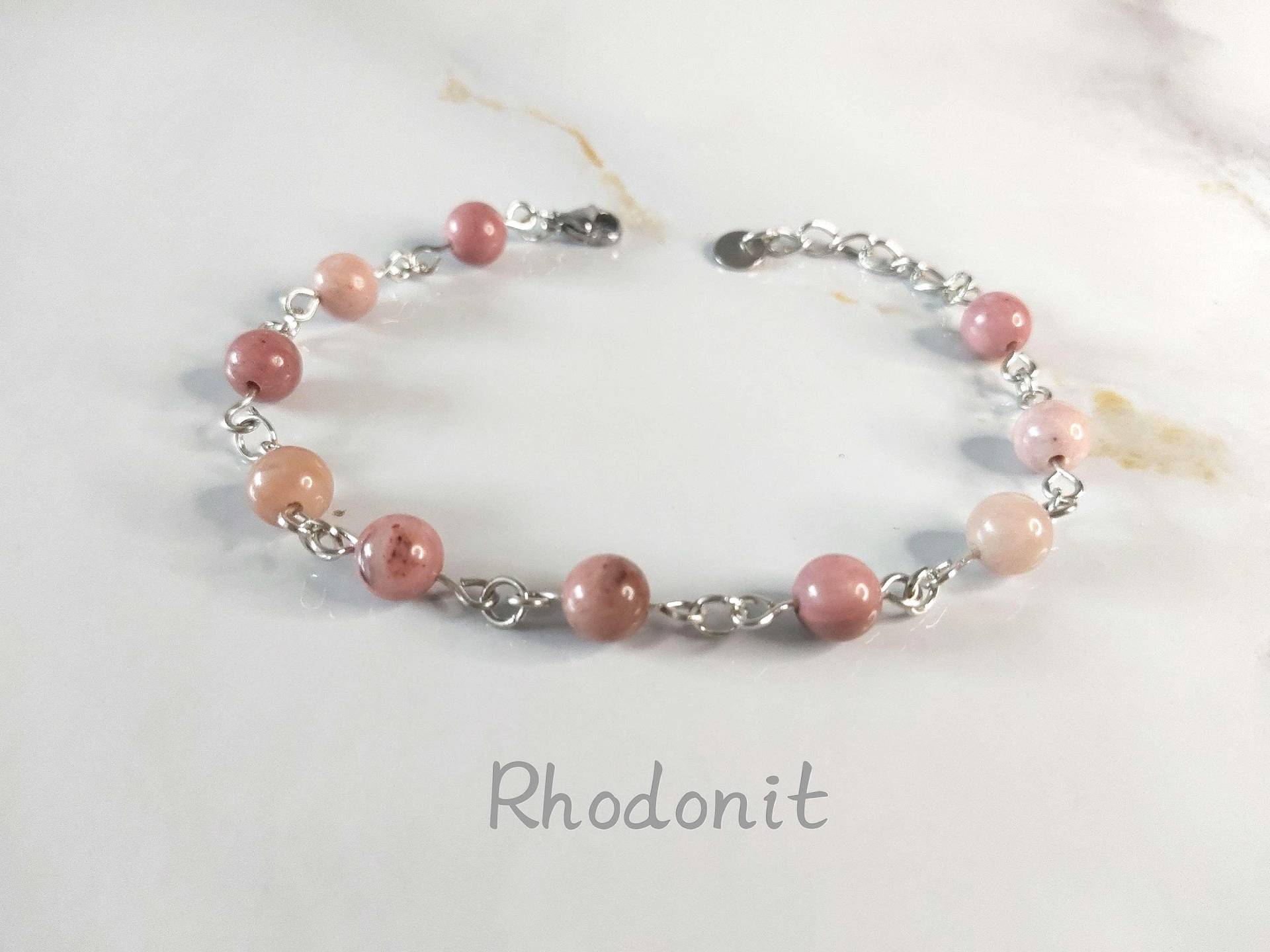 Rhodonit Edelstahl Armband/Heilstein Geburtsstein Edelstein Rhodonit Edelstahl Armband/Heilstein Geburtsstein Edelstein von MeGiGems