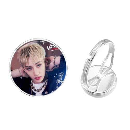 Kpop Stray Kinderring für Männer Frauen Fans Freunde Geschenk Glas Cabochon verstellbare Ringe Mode, Glas von MeLbiz