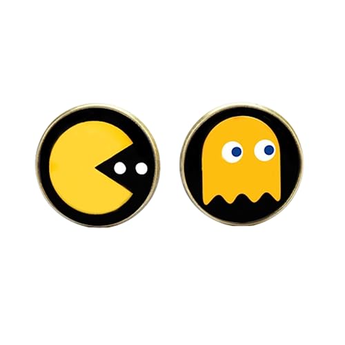 Pacman Manschettenknöpfe Pacman Manschettenknopf Hemd Manschettenknöpfe Für Herren Spiel Runde Manschettenknöpfe, 2.5, Bronze, Kristall, Glas, Nickel, Silber, Stabilisierte Türkis von MeLbiz