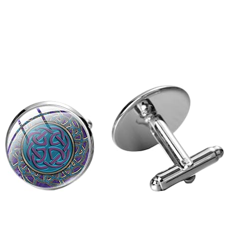 Triskelion Celtics Manschettenknöpfe mit Knotensymbol, klassisches Kunstmuster, Glas-Cabochon-Manschettenknöpfe, exquisites Ärmelzubehör von MeLbiz