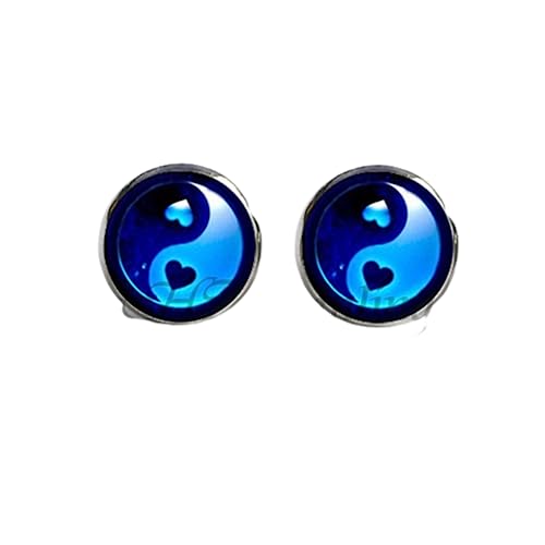 Yin Yang Ohrringe Ying Yang Ohrstecker Zauberzeichen Zen Ohrringe Glas Cabochon Ohrringe von MeLbiz