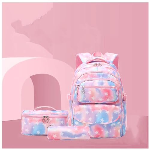 MeLtor Schultasche MäDchen, Nylonmaterial VerschleißFest Schultaschen-Sets, Lunchtasche Und FedermäPpchen Mit GroßEm FassungsvermöGen Geeignet für Sport,Pink von MeLtor