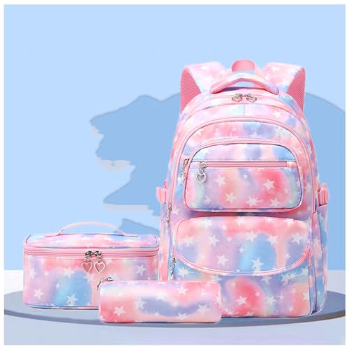 MeLtor Schultasche MäDchen 5 Klasse, Nylonmaterial VerschleißFest Schultaschen-Sets, Lunchtasche Und FedermäPpchen Mit GroßEm FassungsvermöGen Geeignet für Reisen,Pink von MeLtor