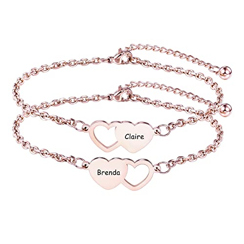 MeMeDIY 2/3 Stück Freundschaftsarmbänder Bester Freund Armband Set Edelstahl Personalisierte Namen für Frauen Schwestern Geburtstag Hochzeit Brautjungfer Geschenke von MeMeDIY