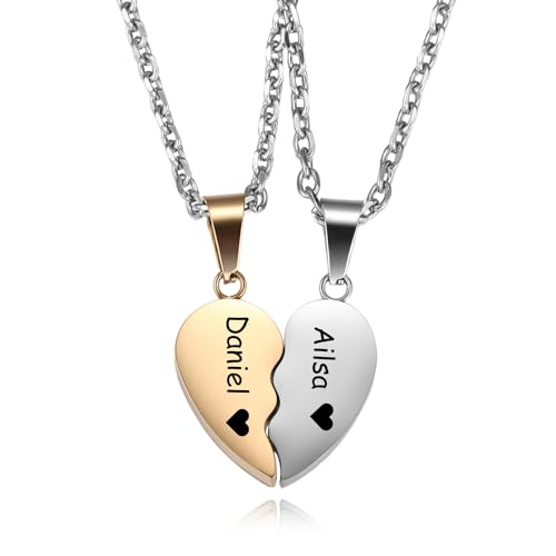 MeMeDIY 2 Stück Personalisierte Herz Puzzle Kette mit Gravur für Damen Herren Freundin Freund Paar Kette Freundschaftskette Silber Gold Schwarz Farbe -B2 MeMeDIY 2 Stück Personalisierte Herz Puzzle Kette mit Gravur für Damen Herren Freundin Freund Paar Kette Freundschaftskette Silber Gold Schwarz Farbe -B2 von MeMeDIY
