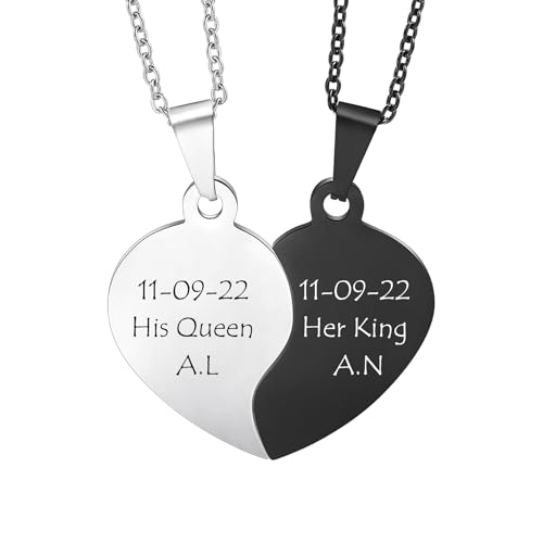 MeMeDIY 2 Stück Personalisierte Herz Puzzle Kette mit Gravur für Damen Herren Freundin Freund Paar Kette Freundschaftskette Silber Gold Schwarz Farbe -D1 MeMeDIY 2 Stück Personalisierte Herz Puzzle Kette mit Gravur für Damen Herren Freundin Freund Paar Kette Freundschaftskette Silber Gold Schwarz Farbe -D1 von MeMeDIY