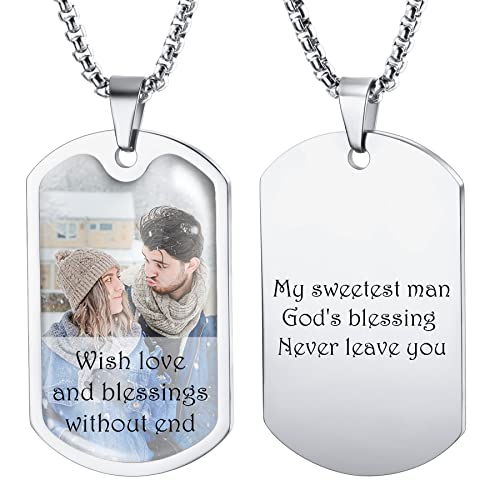 MeMeDIY Bild Kette Personalisiertes Foto mit Speziell Design Dogtag Hänger für Männer Frau Sie Ihn Farbe Silber-AR von MeMeDIY