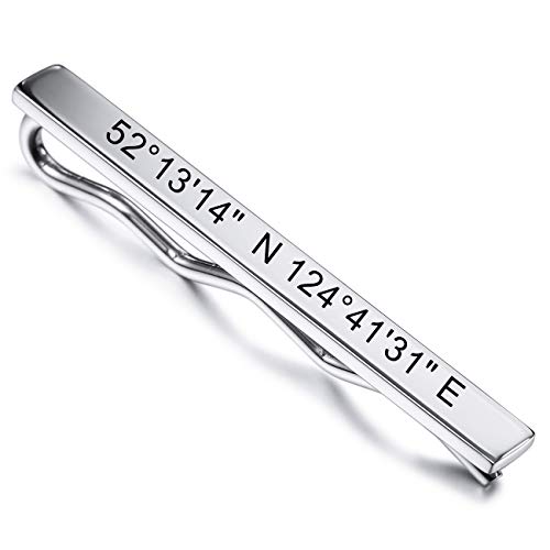 MeMeDIY Custom Krawattenklammer Gravur Name Datum Personalisierte Krawattenhalter für Männer Jungen Edelstahl Wasserbeständiger Schmuck Hochzeitstag Geschäftsgeschenk für Vater Ehemann Bräutigam von MeMeDIY