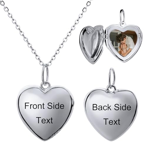 MeMeDIY Herz Medaillon Halskette 925 Sterling Silber Personalisiert Foto Anhänger Gravur Kette Gold/Roségold Geschenke für Frauen Mutter Muttertag Weihnachts mit Geschenkbox von MeMeDIY