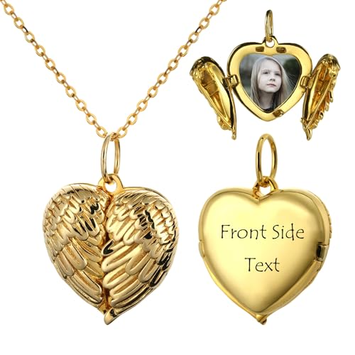 MeMeDIY Herz Medaillon Halskette 925 Sterling Silber Personalisiert Foto Anhänger Gravur Kette Gold/Roségold Geschenke für Frauen Mutter Muttertag Weihnachts mit Geschenkbox von MeMeDIY