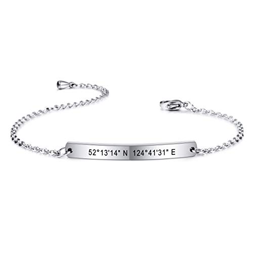 MeMeDIY Personalisierte Armband Namen Angepasst für Frauen Mädchen Edelstahl Einstellbare Knöchel Link Brautjungfer Geschenke Bester Freund Armbänder (Silber Farbe) - Gravur Angepasst von MeMeDIY