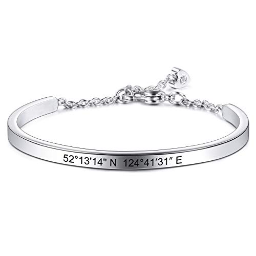 MeMeDIY Personalisierte Armbandgravur Name Identifikations-ID Angepasst Für Männer Frauen Mädchen Wasserbeständiger Verstellbarer Manschettenarmreif Aus Edelstahl (4 mm Breite, Silberne Farbe) von MeMeDIY