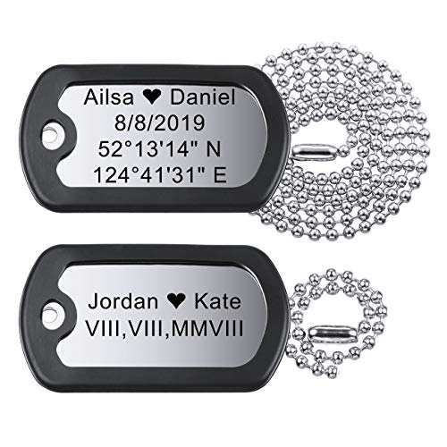 MeMeDIY Personalisierte Dog-tag Gravur Name Customized Halskette Anhänger für Männer Frauen Armee Edelstahl, Bundle mit schwarzem Schalldämpfer und 23-Zoll-Kette (Silberfarbe) von MeMeDIY