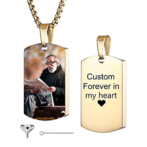 MeMeDIY Personalisierte Hundemarke Anhänger Urne Halskette Gravur Foto/Name/Datum/Kalender Angepasst für Männer Frauen Edelstahl Asche Andenken Einäscherung Schmuck Trichter Kit MeMeDIY Personalisierte Hundemarke Anhänger Urne Halskette Gravur Foto/Name/Datum/Kalender Angepasst für Männer Frauen Edelstahl Asche Andenken Einäscherung Schmuck Trichter Kit von MeMeDIY