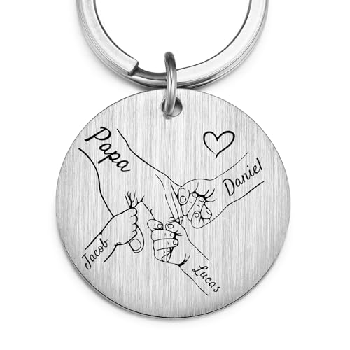MeMeDIY Personalisierte Schlüsselanhänger für Papa Gravur Namen Große Hand Hält Kleine Hand Schlüsselanhänger Geschenk für Vatertag/Geburtstag für Papa - A3 MeMeDIY Personalisierte Schlüsselanhänger für Papa Gravur Namen Große Hand Hält Kleine Hand Schlüsselanhänger Geschenk für Vatertag/Geburtstag für Papa - A3 von MeMeDIY