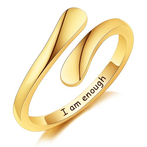 MeMeDIY Personalisierter Verlobungsring 925er Sterlingsilber Spiralring mit Gravur für Name Datum Initialen Verlobungsringe Eheringe Verstellbarer Offener Wickelring - D2 von MeMeDIY