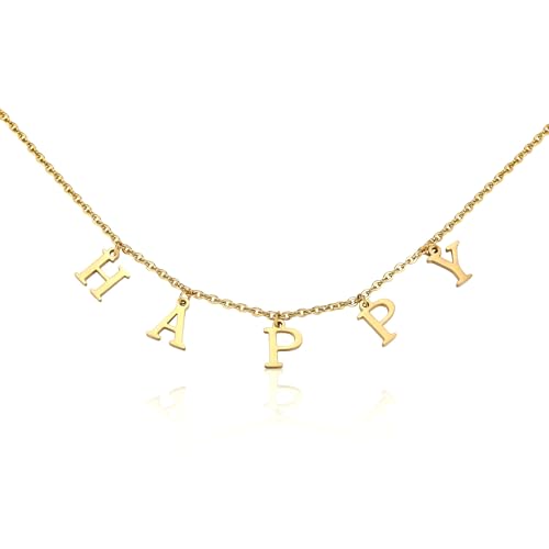 Personalisierte Namenskette für Frauen Buchstaben-Halskette Gold/Silber Namenskette Personalisierte Halskette Geschenk Initialen-Halsketten für Mama Beste Freundin Freundschaft Geschenk (A, Gold) von MeMeDIY