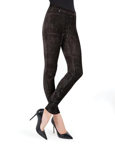 Cord-Leggings mit breiten Rippen Gr. Medium, schwarz von MeMoi