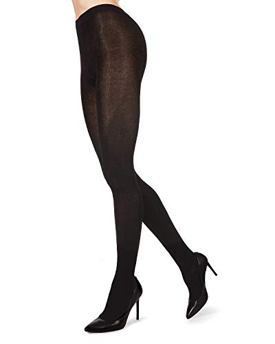 MeMoi Damen-Strumpfhose, ultraweich, Rayan-Mischgewebe, flache Strickstrumpfhose, Schwarz, S-M von MeMoi